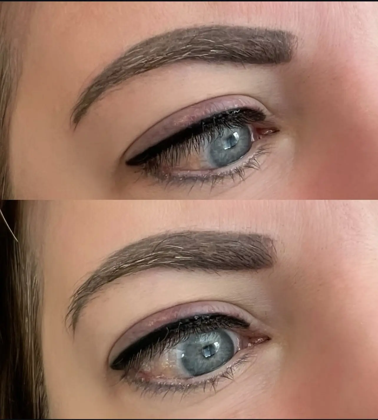 Resultaat van permanente wenkbrauwen en eyeliner